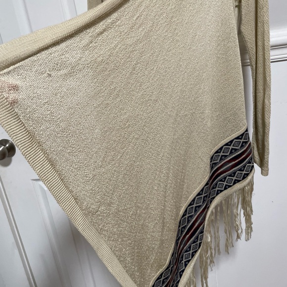 L.A HEARTS beige Boho Western Fringe Knit Cardigan Sweater M - Picture 8 of 9